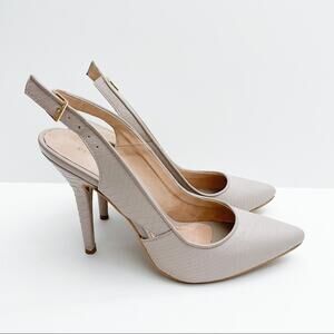 Capa De Ozono Nude Snakeskin Heels Spingback